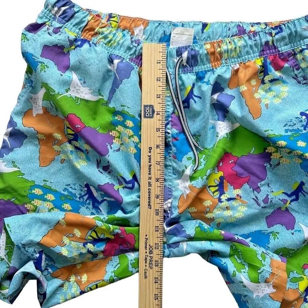 Peter Millar Swimming Trunks Size XL Map Ocean Print Seaside Collection Crown